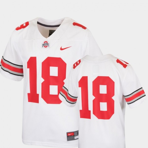 Ohio State Buckeyes #18 Youth College Football Replica Jersey - White